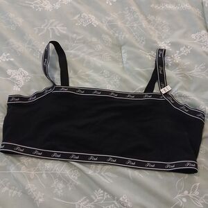PINK Victoria's Secret Black Seamless Bandeau Bralette with Logo Trim